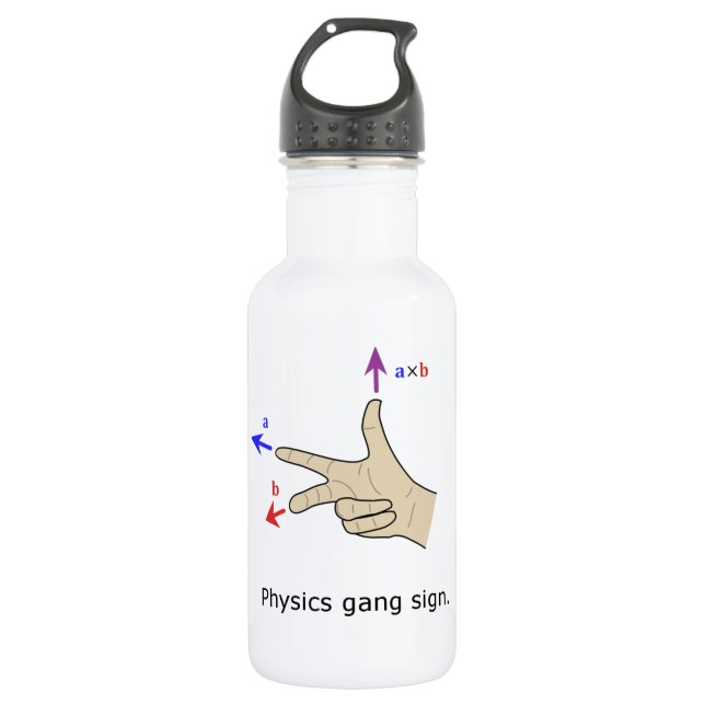 Right hand rule cross Physics gang sign 532 Ml Water Bottle (Front)