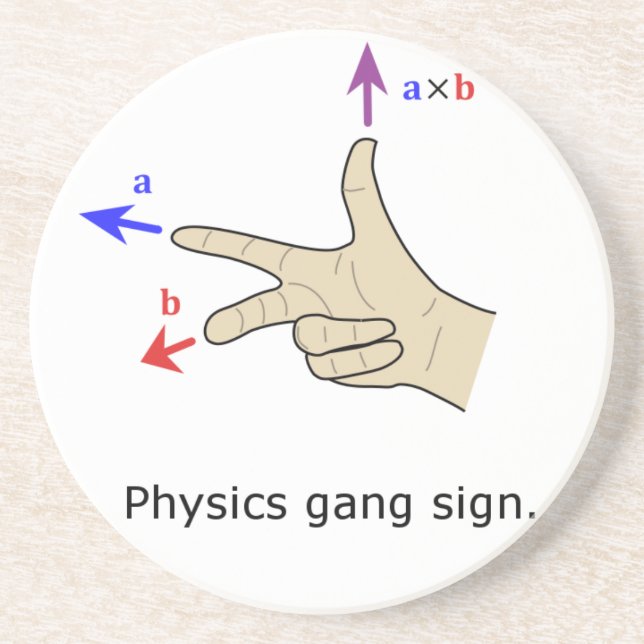 Right hand rule cross product Physics gang sign Coaster (Front)