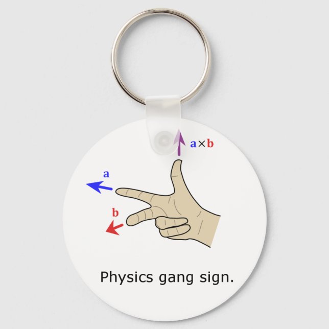Right hand rule cross product Physics gang sign Keychain (Front)