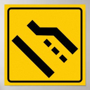 Right Lane Ends Highway Sign