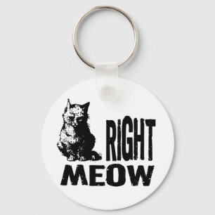 Right MEOW! Funny Evil Kitty Keychain
