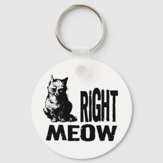Right MEOW! Funny Evil Kitty Keychain