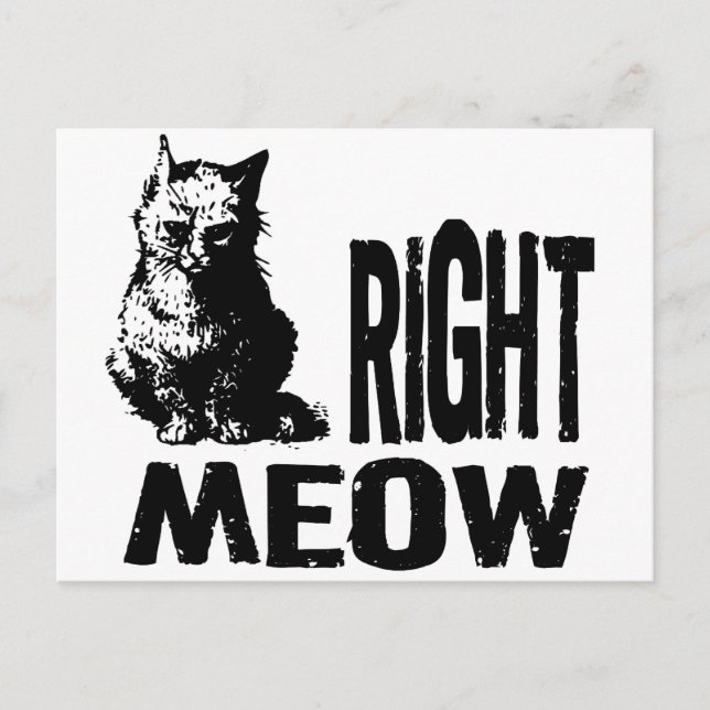 Right MEOW! Funny Evil Kitty Postcard (Front)