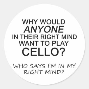 Right Mind Cello Classic Round Sticker