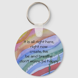 "right now" watercolor keychain