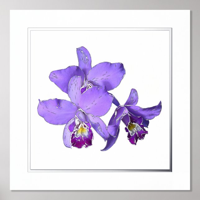 Right Silver Purple Orchid Group Print Poster (Front)