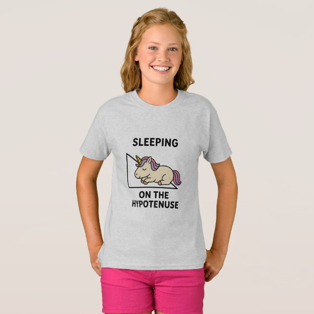 Right Triangle & a Unicorn Sleeping  T-Shirt (Front Full)