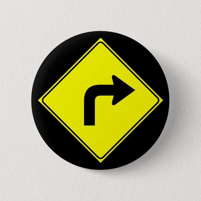 Right Turn Only 2 Inch Round Button (Front)