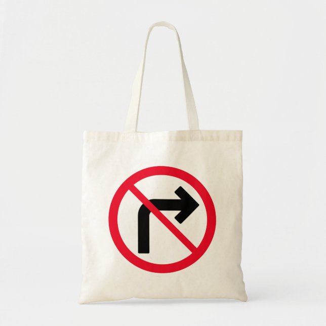Right Turn Prohibited Sign | Budget Tote Bag (Front)