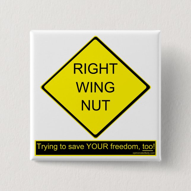 Right Wing Nut 2 Inch Square Button (Front)