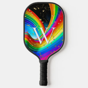Righteous Rainbow & Gold Stars Pickleball Paddle
