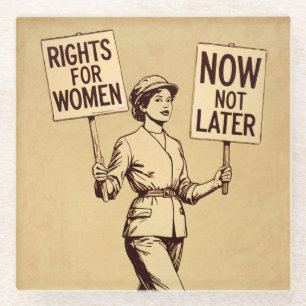 Rights for Women, Vintage Feminist Suffragette Art Glass Coaster