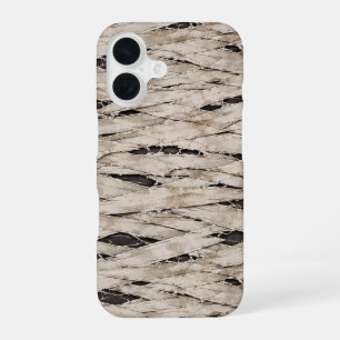 Rigid beige mummy effect case on black, all-over d