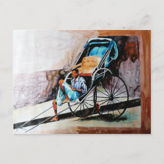 rikshaw puller postcard