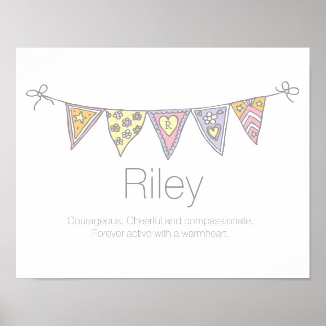 Riley girls name and meaning bunting poster (Front)