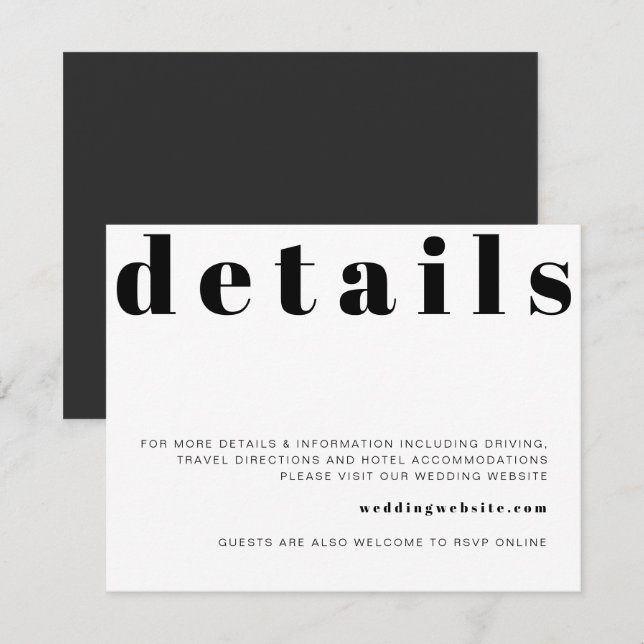 RILEY Retro Bold Modern Mariage Détails Carte (Devant / Derrière)