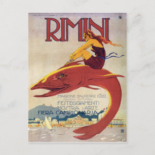 Rimini coast, Italy, girl on a big fish Postcard