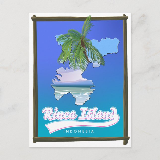 Rinca island Indonesia travel map Invitation Postcard (Front)