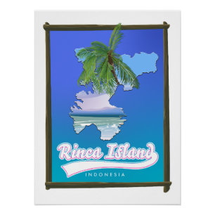 Rinca island Indonesia travel map Poster