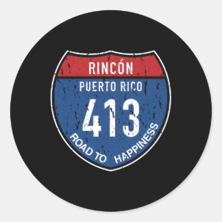 Rincon Puerto Rico Road To Hapess Classic Round Sticker