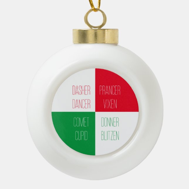 RINDEER NOMS Ornement de boule en céramique (Devant)