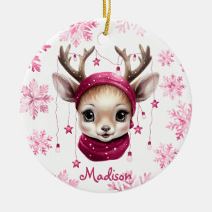 Rindeer rose Ornement de Noël personnalisé