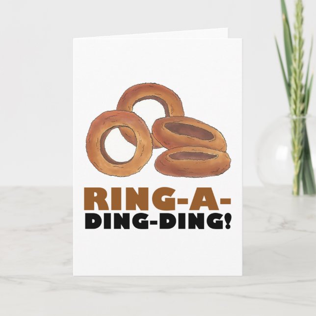 Ring-A-Ding-Ding Onion Ring Funny Food Engagement Card (Front)