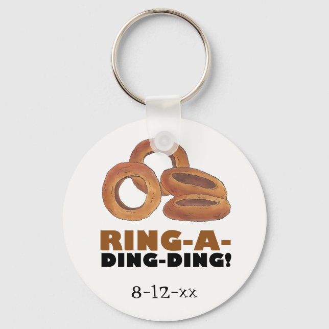 Ring-a-Ding-Ding Wedding Engagement Date Favour Keychain (Front)