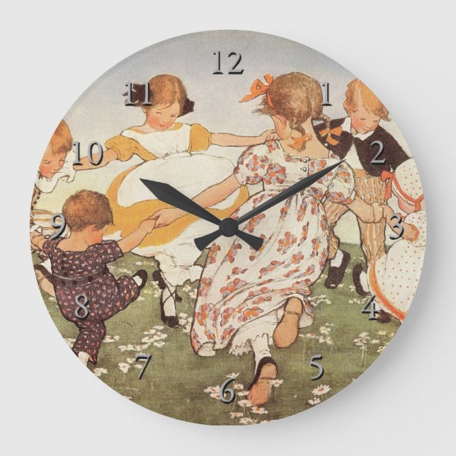 Ring-A-Round A Rosie Nursery Rhyme Large Clock (Front)