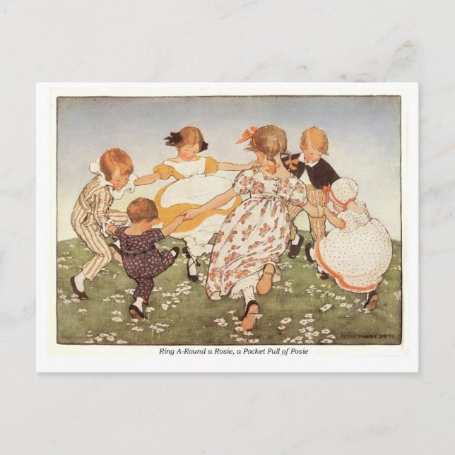 Ring A-Round a Rosie Nursery Rhyme Postcard (Front)