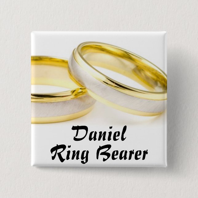 Ring Bearer 2 Inch Square Button (Front)