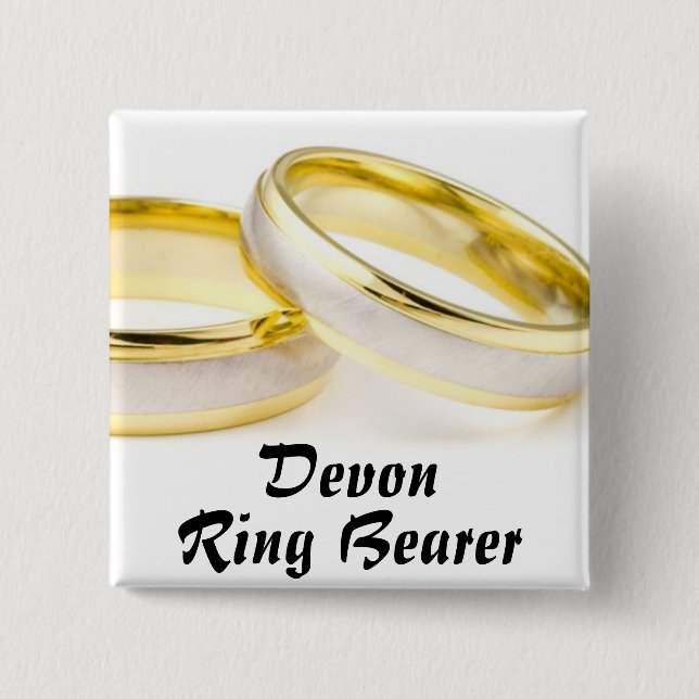 Ring Bearer 2 Inch Square Button (Front)