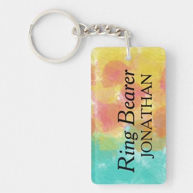 Ring Bearer Artsy Watercolor Keychain (Front)