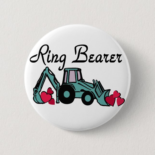 Ring Bearer Backhoe 2 Inch Round Button (Front)