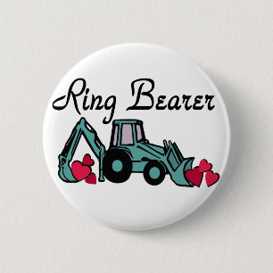 Ring Bearer Backhoe 2 Inch Round Button