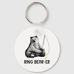 Ring Bearer Bear Fishing Wedding Party Security Ri Keychain