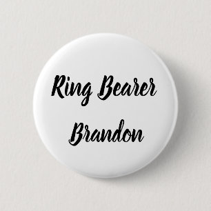 Ring Bearer Black Custom Name Gifts Wedding 2 Inch Round Button
