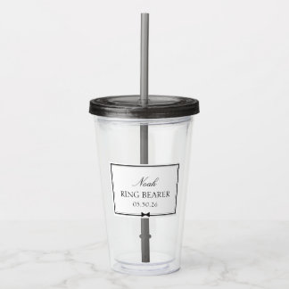 Ring Bearer Black & White Bowtie Wedding Kids Acrylic Tumbler