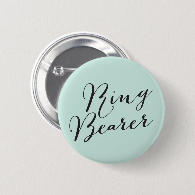 Ring Bearer Classic Script Wedding Bridal Party 2 Inch Round Button (Front & Back)