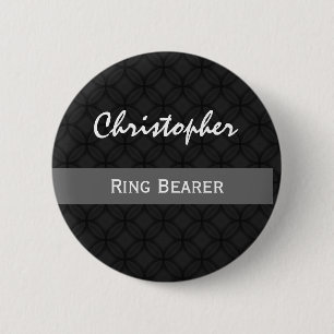 RING BEARER Custom Name Wedding Black and White 2 Inch Round Button