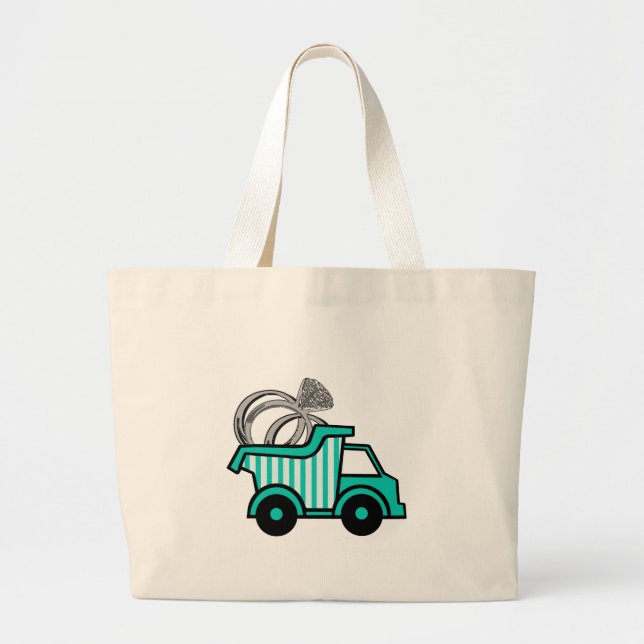 Ring Bearer Dump Truck Large Tote Bag (Front)