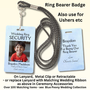 Ring Bearer Photo SECURITY Badge Blue Peony Suite