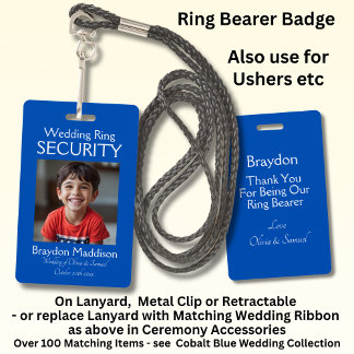 Ring Bearer Photo SECURITY Badge Cobalt Blue Suite
