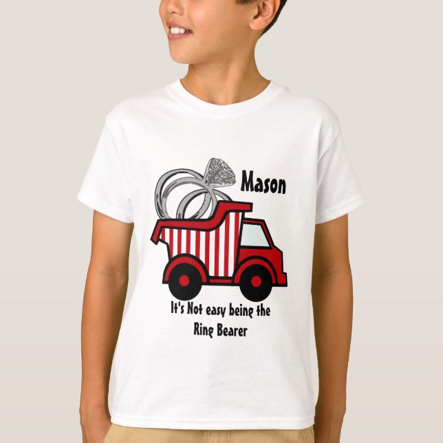 Ring Bearer Red Dump Truck T-Shirt (Front)