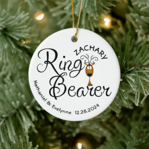 Ring Bearer Reindeer Christmas Ceramic Ornament