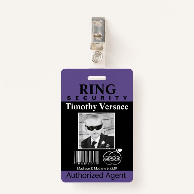 Ring Bearer Security Badge (Front with Clip)