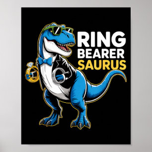 Ring Bearer T-rex Dino Funny Wedding Party Ring Di Poster