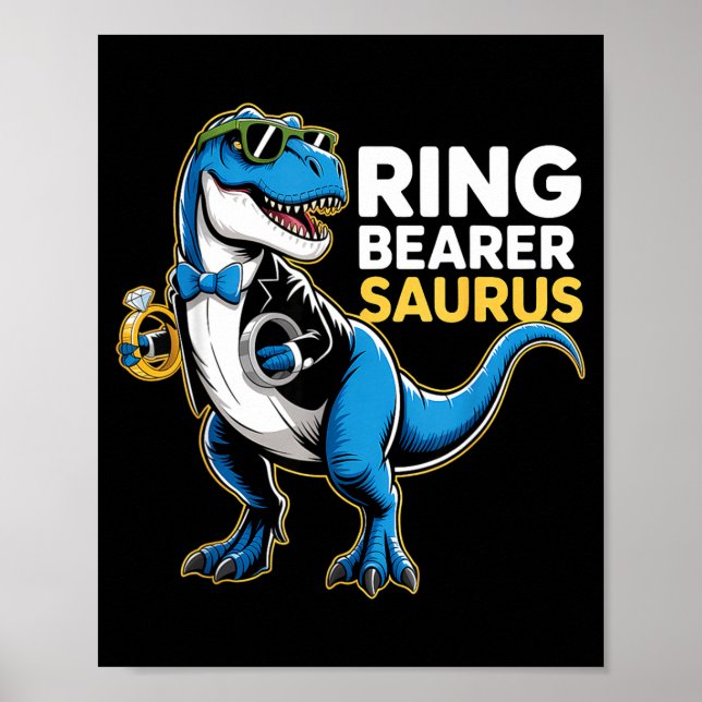 Ring Bearer T-rex Dino Funny Wedding Party Ring Di Poster (Front)