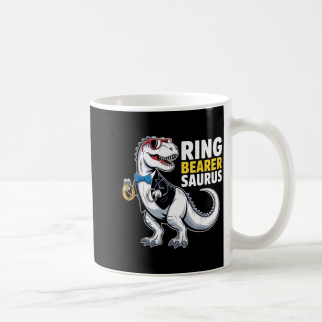 Ring Bearer T-Rex Dinosaur Funny Wedding Party Coffee Mug (Right)