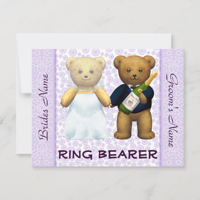 Ring Bearer - Teddy Bears lilac Wedding Invite (Front)